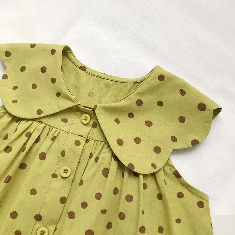 Polka Dot Ruffle Sleeveless Dress
