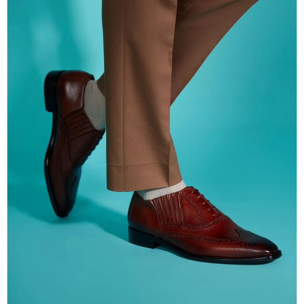 Saint Vincenzo Brown Leather Square Toe Lace Up Décor Shoes