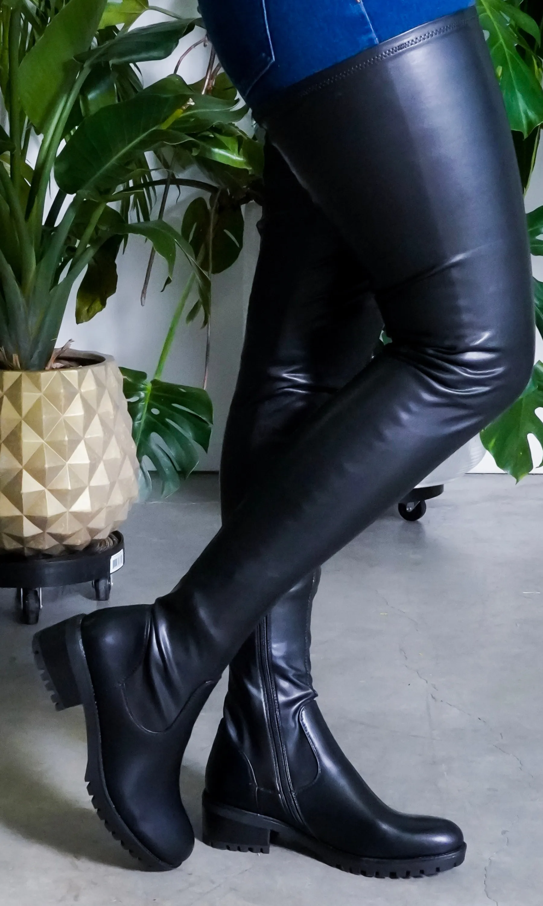 She's Killing It Surgical | Thigh High Flat Stretch Boots