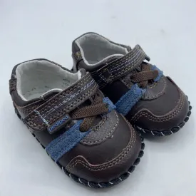 Size Sm (6-12m): Pediped Channing/CHOCOLATE Soft-Soled Baby Shoes NEW in BOX