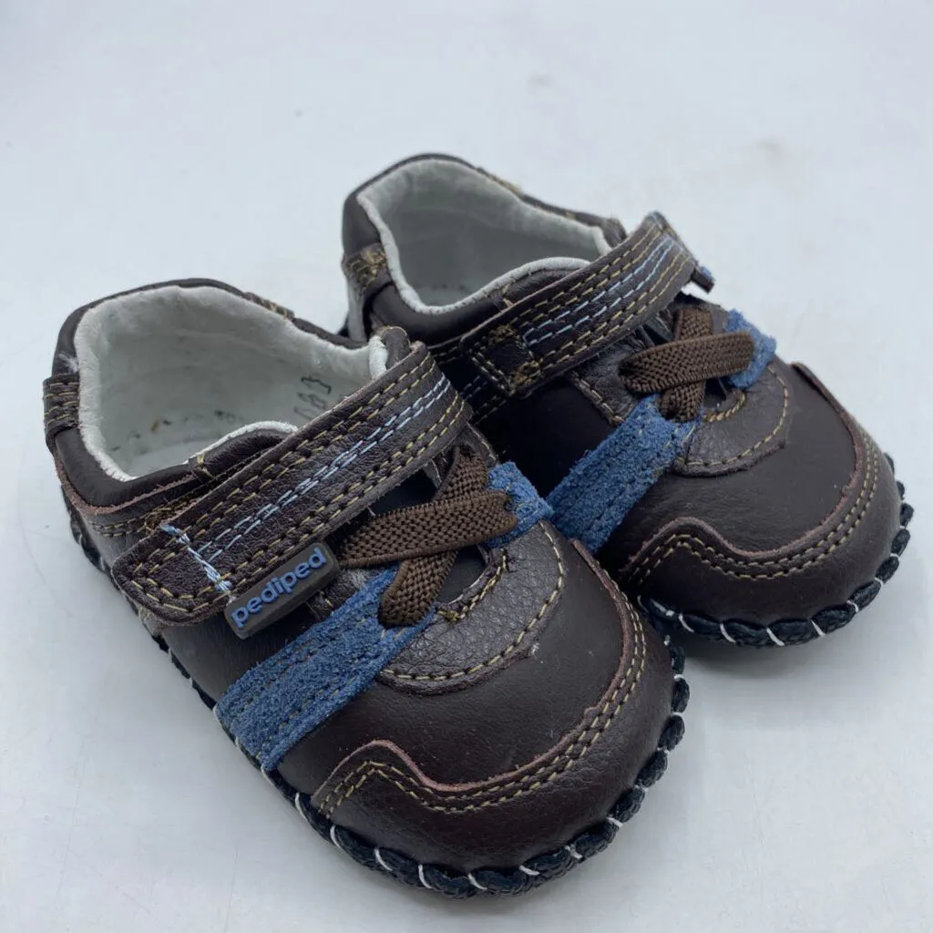 Size Sm (6-12m): Pediped Channing/CHOCOLATE Soft-Soled Baby Shoes NEW in BOX