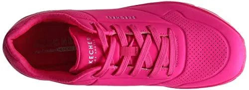 Skechers womens Skecher Street Women's Uno - Night Shades Sneaker, Pink Hot Pink Durabuck Htpk