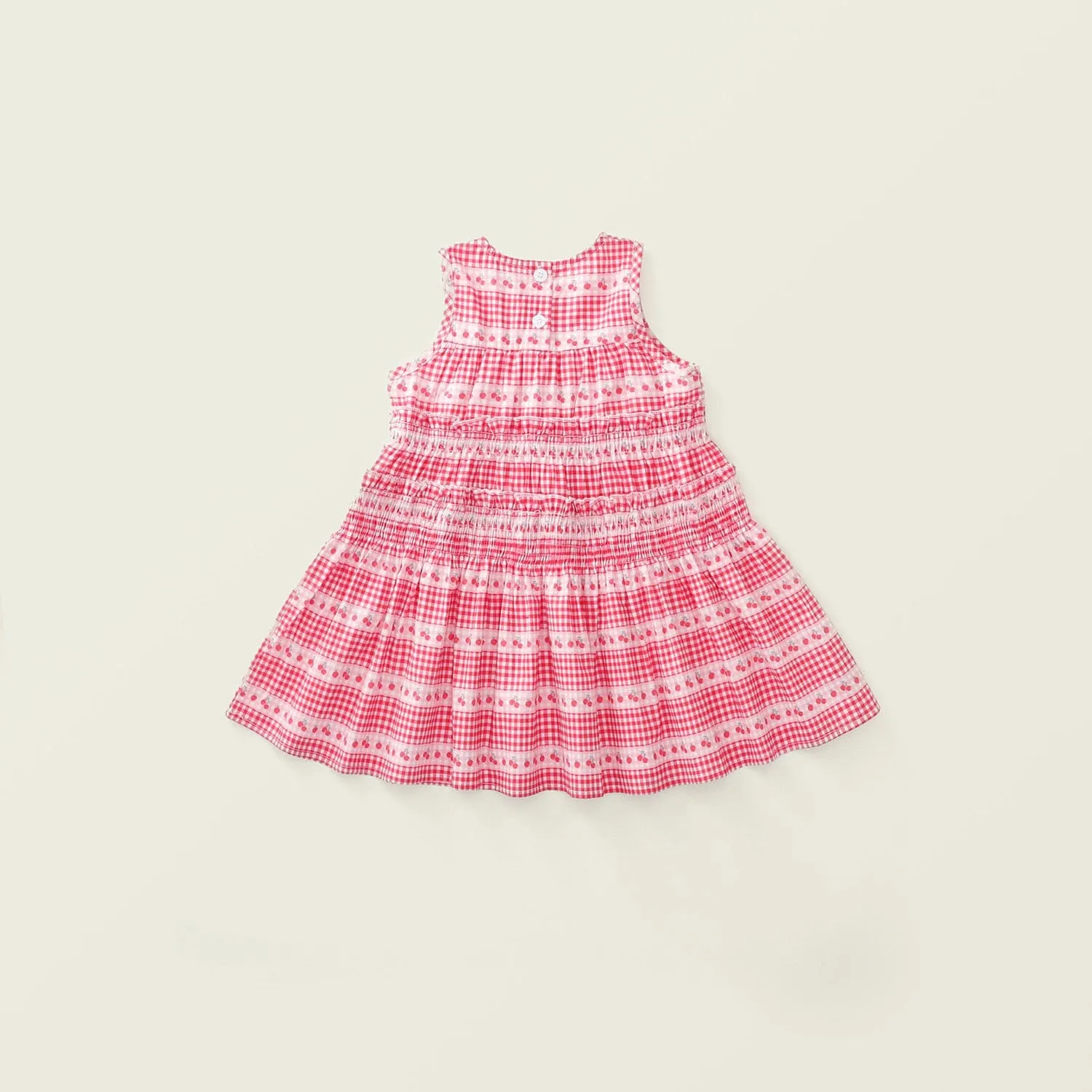 Strawberry & Cherry Pleated Sleeveless Dress