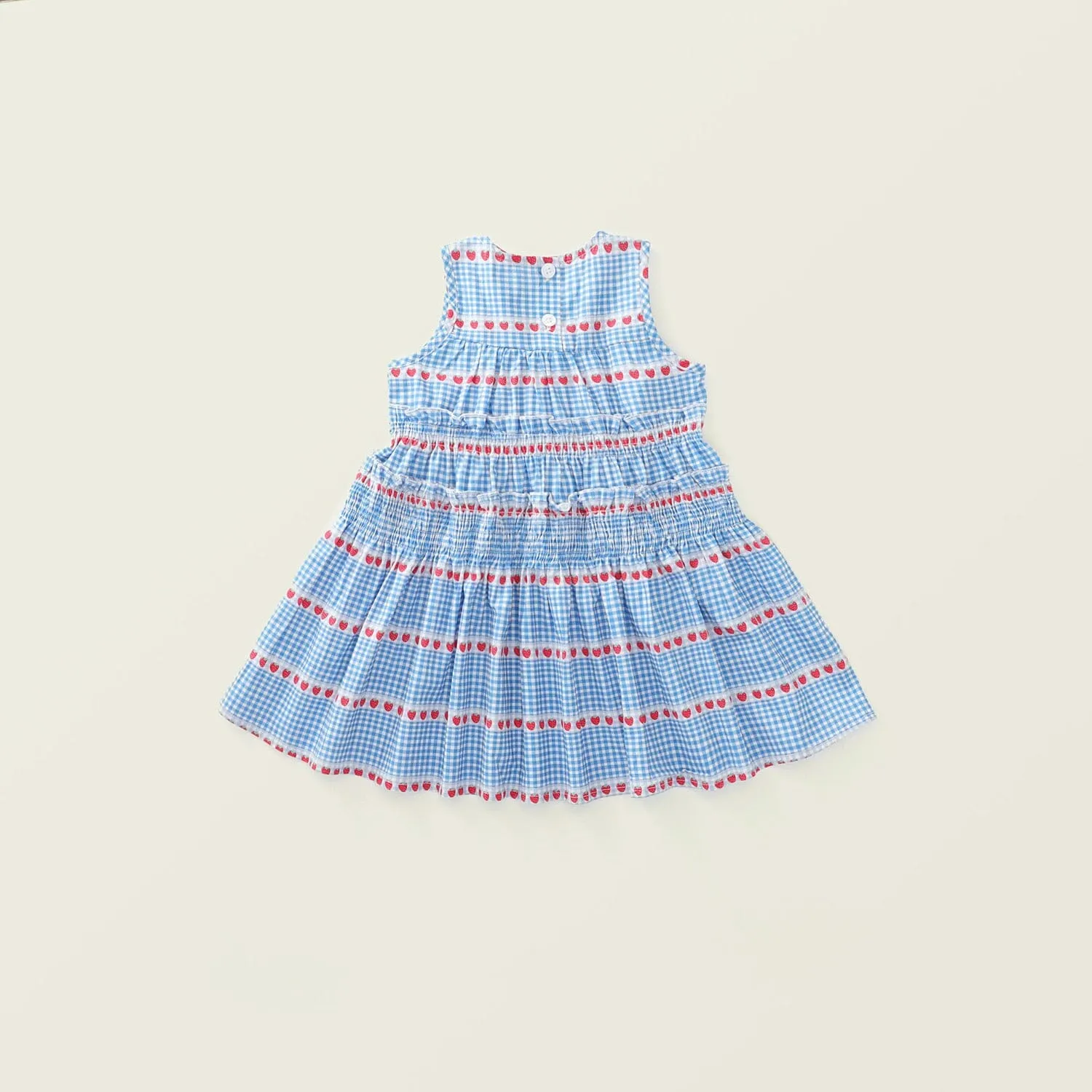 Strawberry & Cherry Pleated Sleeveless Dress
