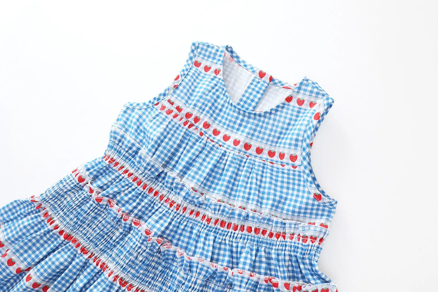 Strawberry & Cherry Pleated Sleeveless Dress