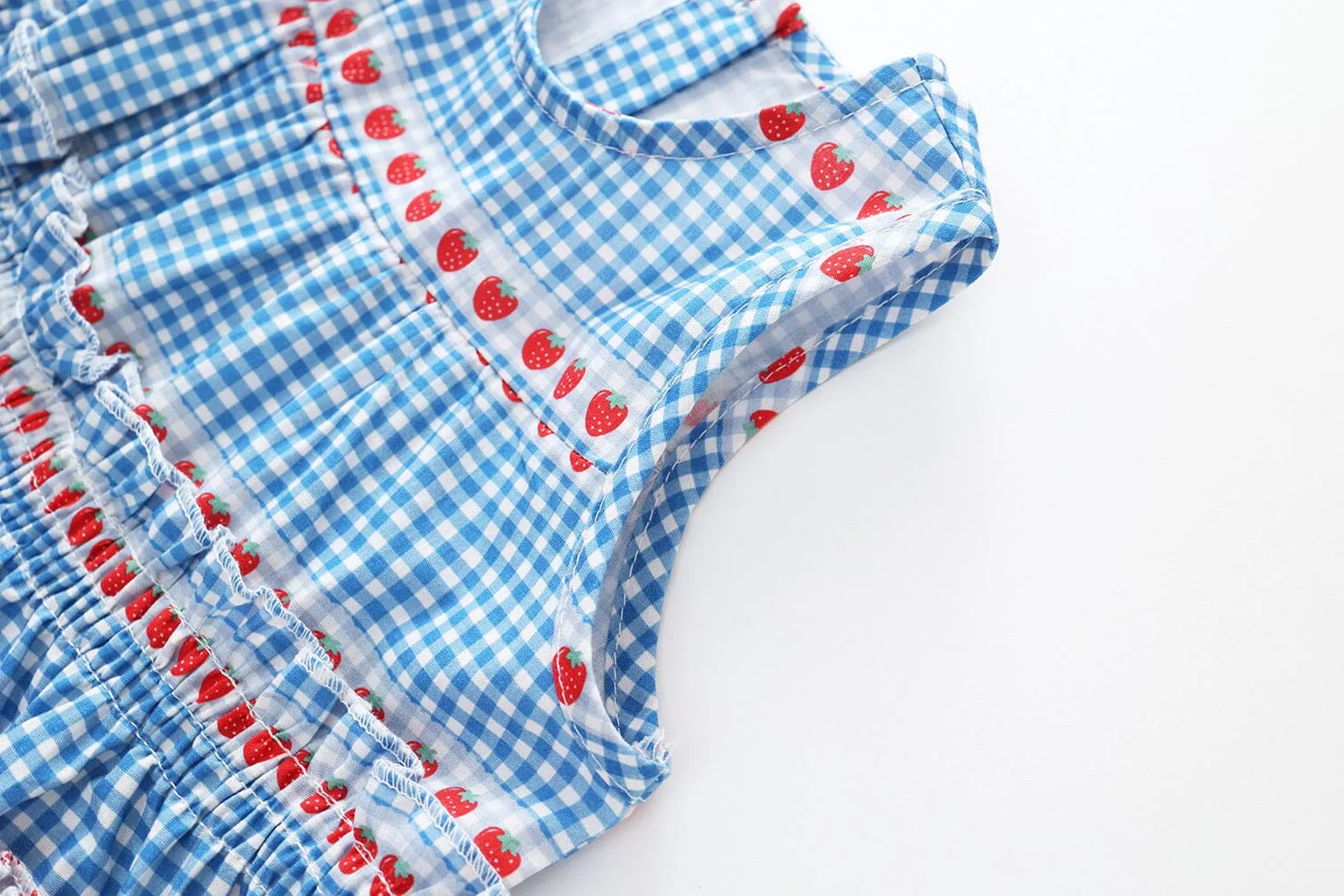 Strawberry & Cherry Pleated Sleeveless Dress
