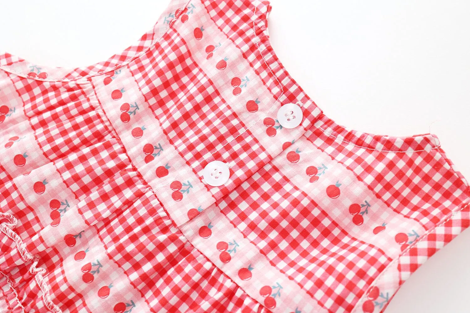 Strawberry & Cherry Pleated Sleeveless Dress