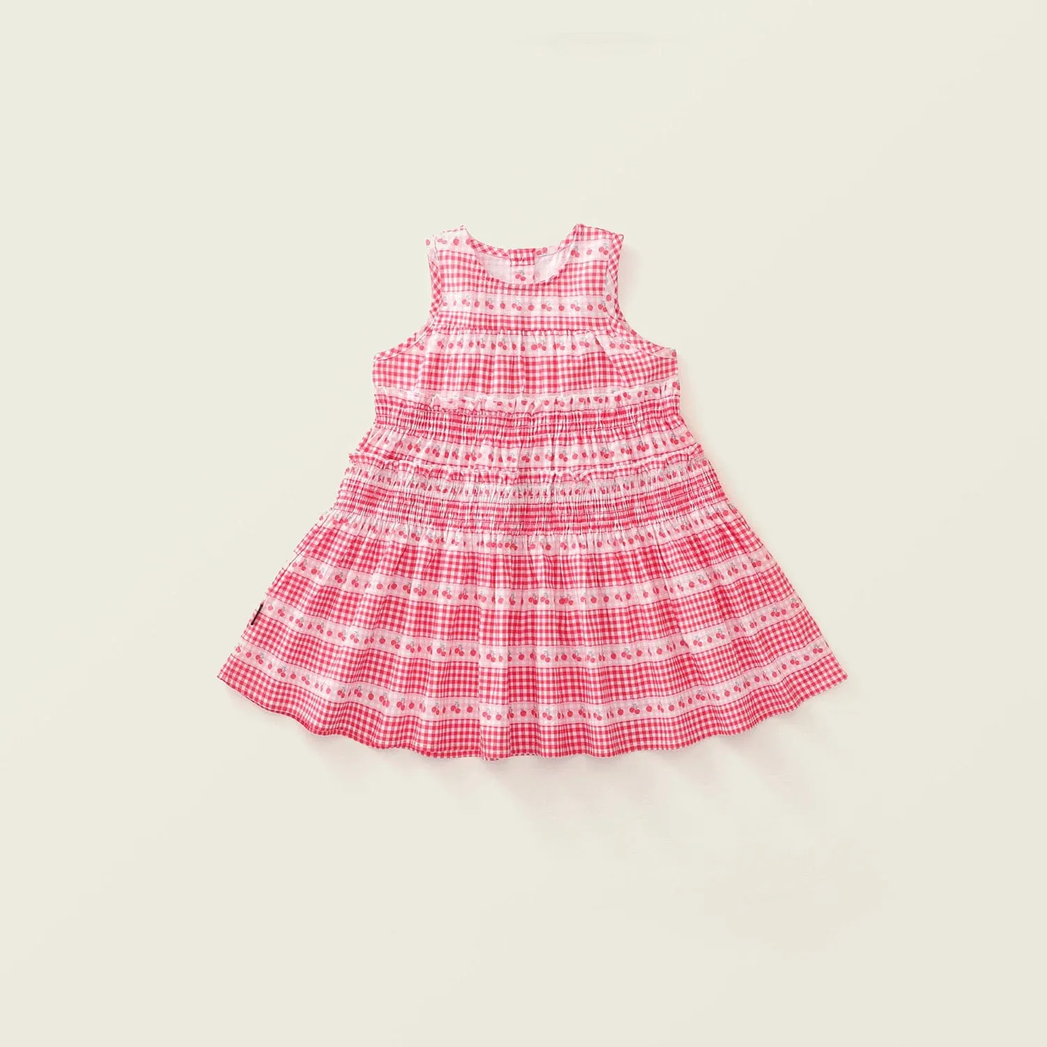 Strawberry & Cherry Pleated Sleeveless Dress
