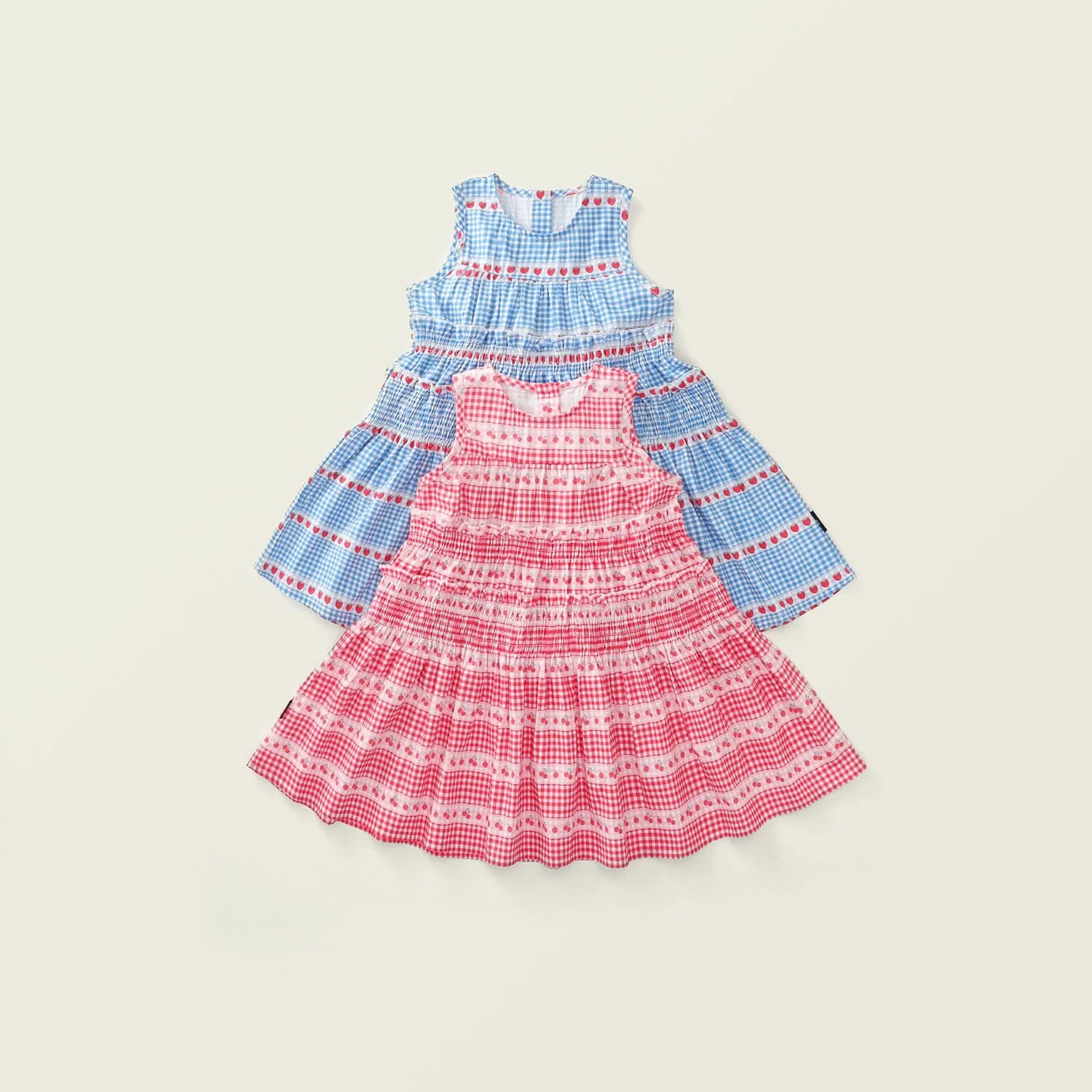 Strawberry & Cherry Pleated Sleeveless Dress