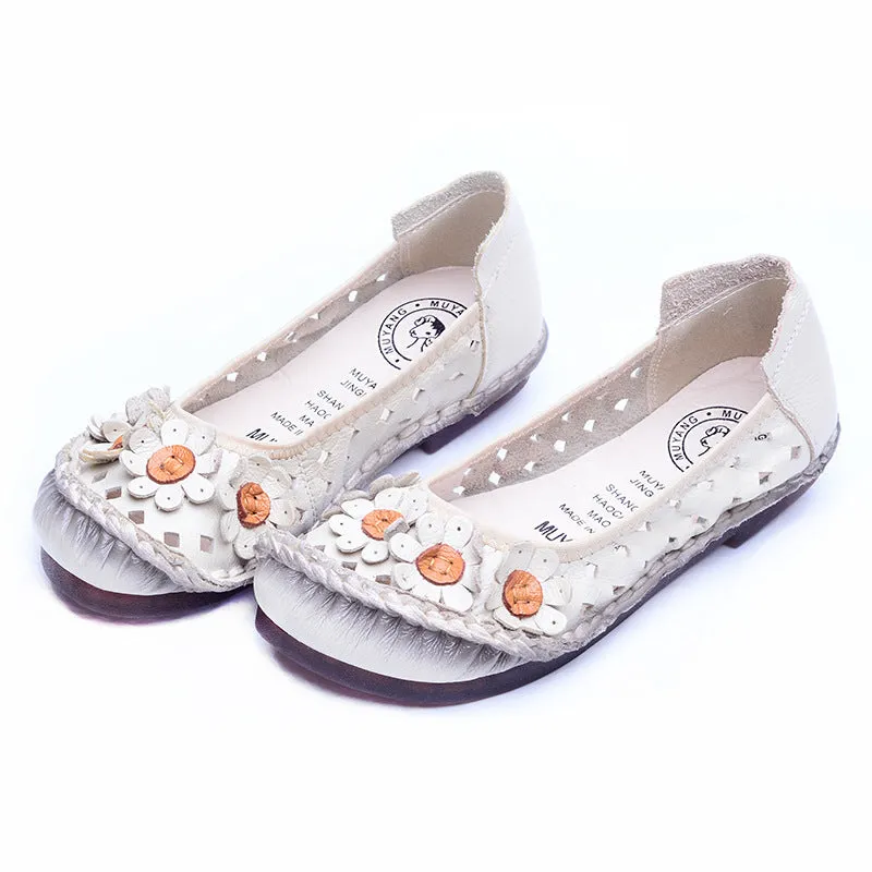 Summer Handmade Vintage Hollow Out Leather Sandals