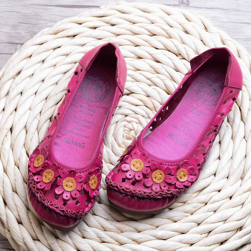Summer Handmade Vintage Hollow Out Leather Sandals