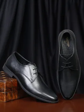 Teakwood Leather Men Solid Black Derbys