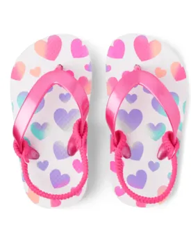 Toddler Girls Rainbow Heart Flip Flops