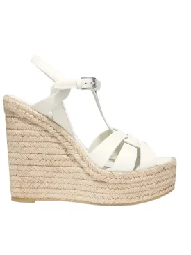White wedge high heels sandals