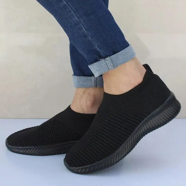 Women Knitting Sock Sneaker Slip On Walking Flat Shoes Loafers