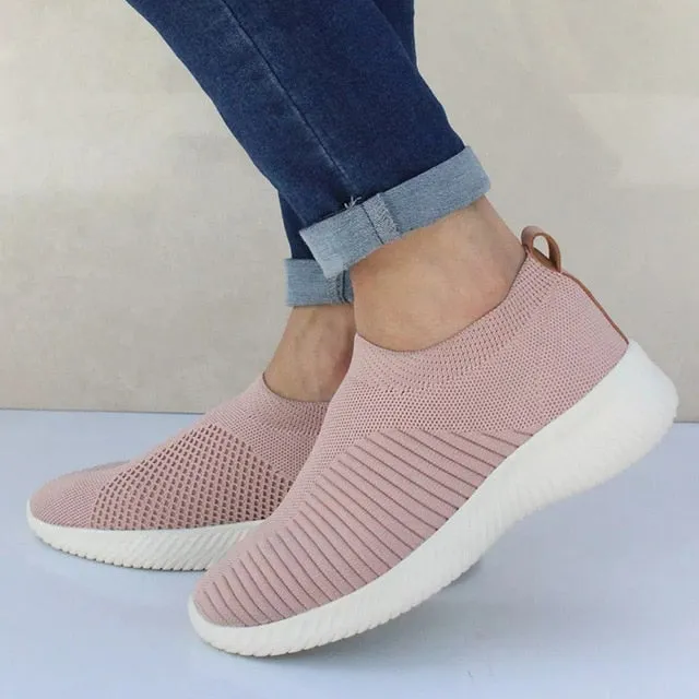 Women Knitting Sock Sneaker Slip On Walking Flat Shoes Loafers