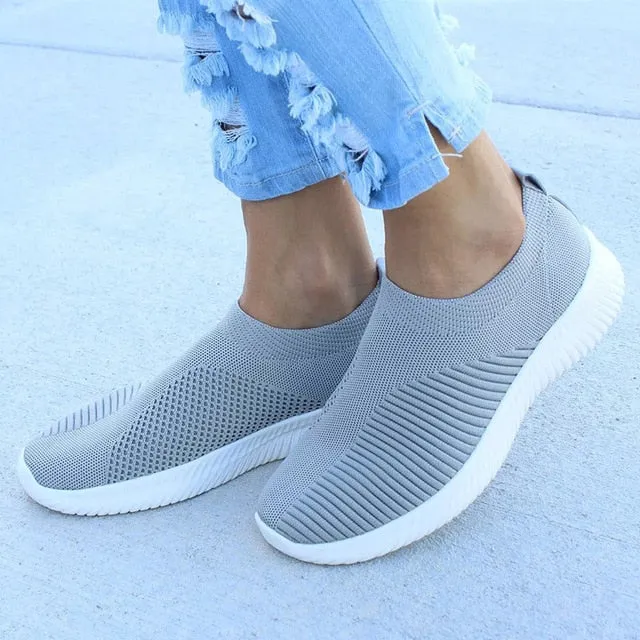 Women Knitting Sock Sneaker Slip On Walking Flat Shoes Loafers
