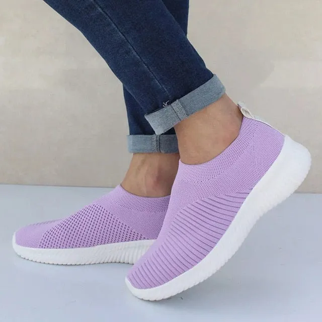Women Knitting Sock Sneaker Slip On Walking Flat Shoes Loafers