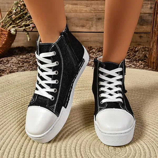 Women's High Top Casual Thick-Soled Canvas Shoes 70427623S
