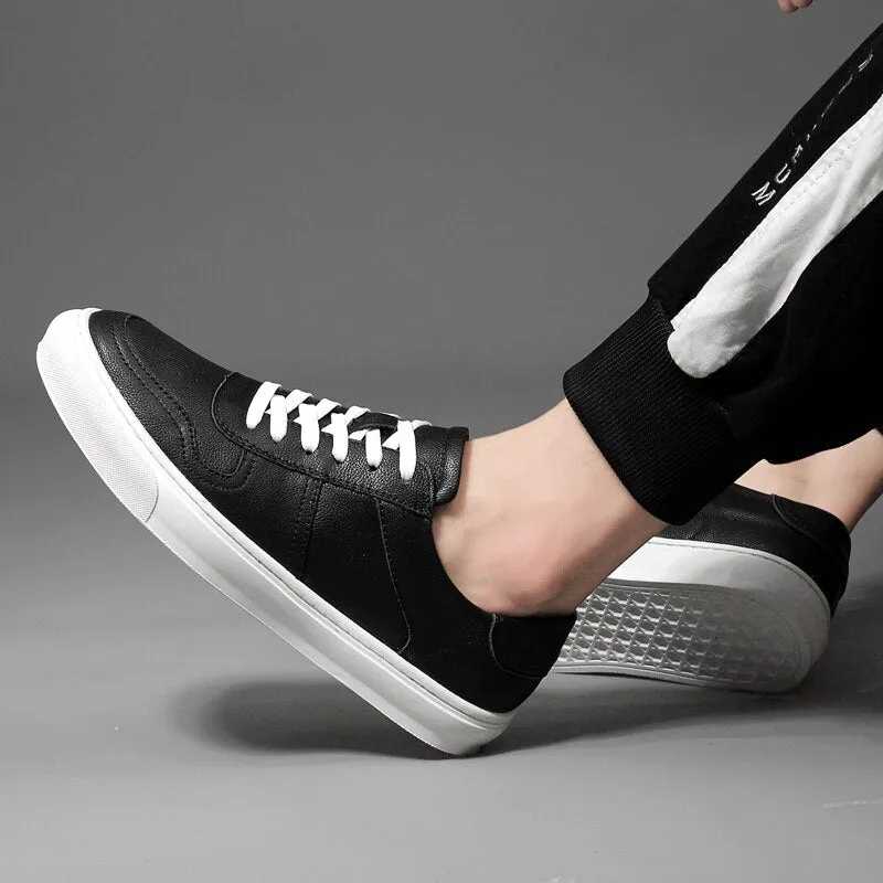 xiangtuibao Men's Genuine Leather Casual Shoes Classic Fashion Male Lace up Flat White Black Fashion Sneakers New Men Loafers